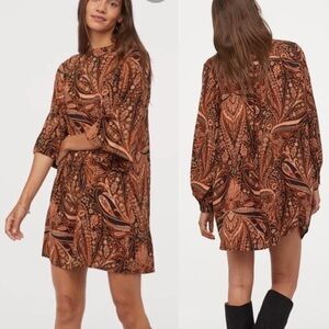 H&M x Richard Allen NWT A-Line Retro Paisley Dress Size 2